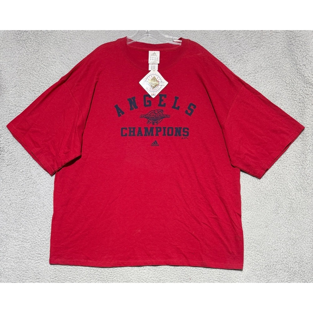 NEW Vintage 2002 Anaheim Angels World Series Champions Adidas Red Shirt Mens 2XL